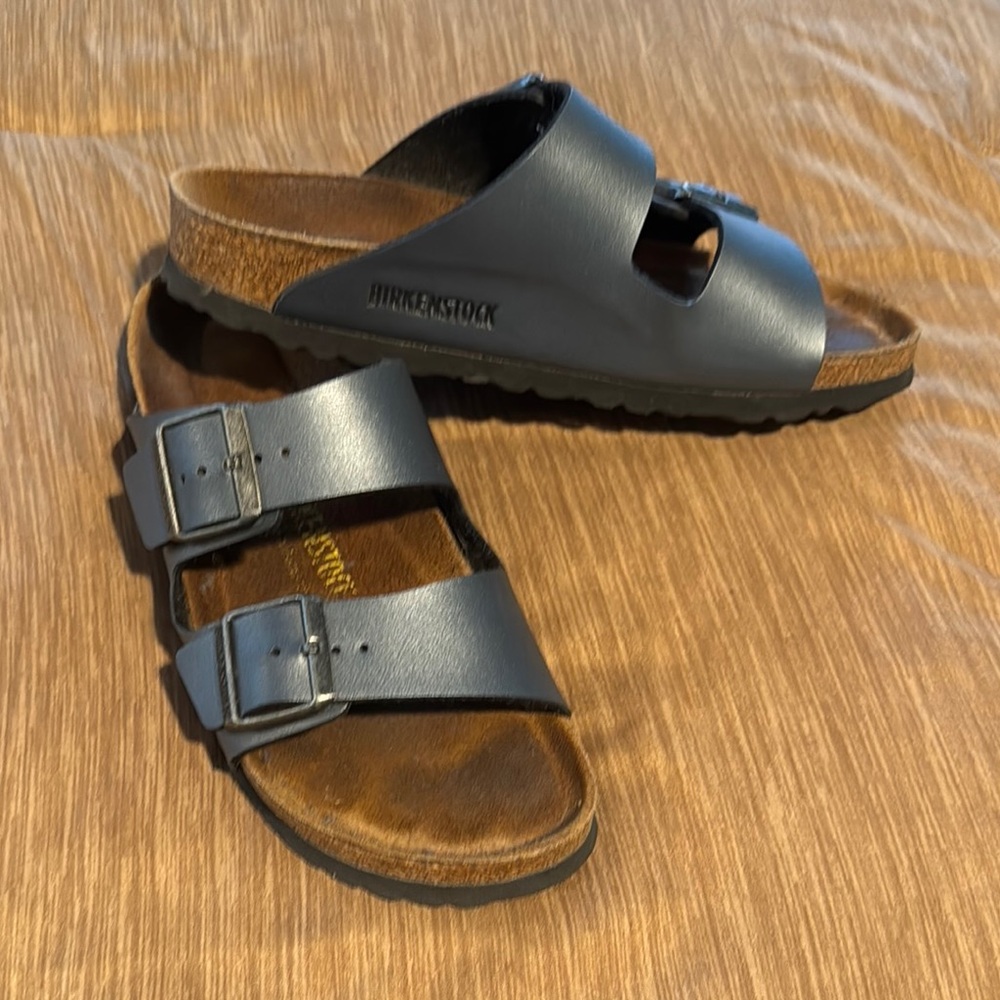 Birkenstock Metallic Gray Arizona Sandals